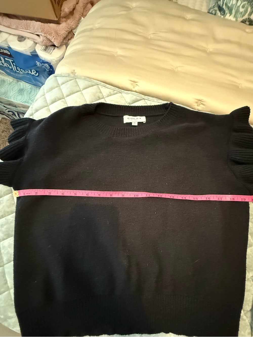 Gilli Black Short Ruffle Sleeve Sweater